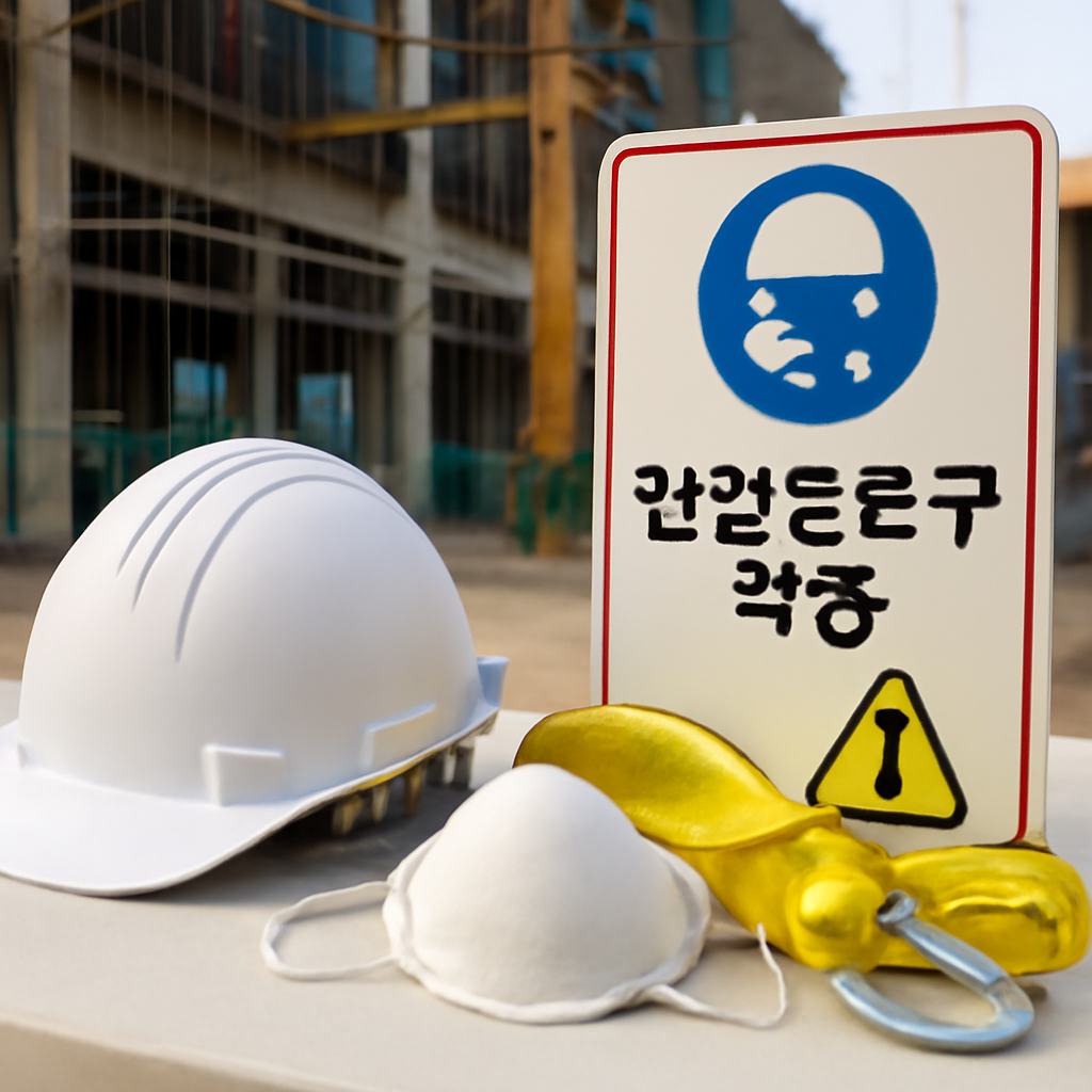 현장 보호구와 안전표지 정리 예시